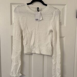 H&M Cream Textured Long Sleeve Top